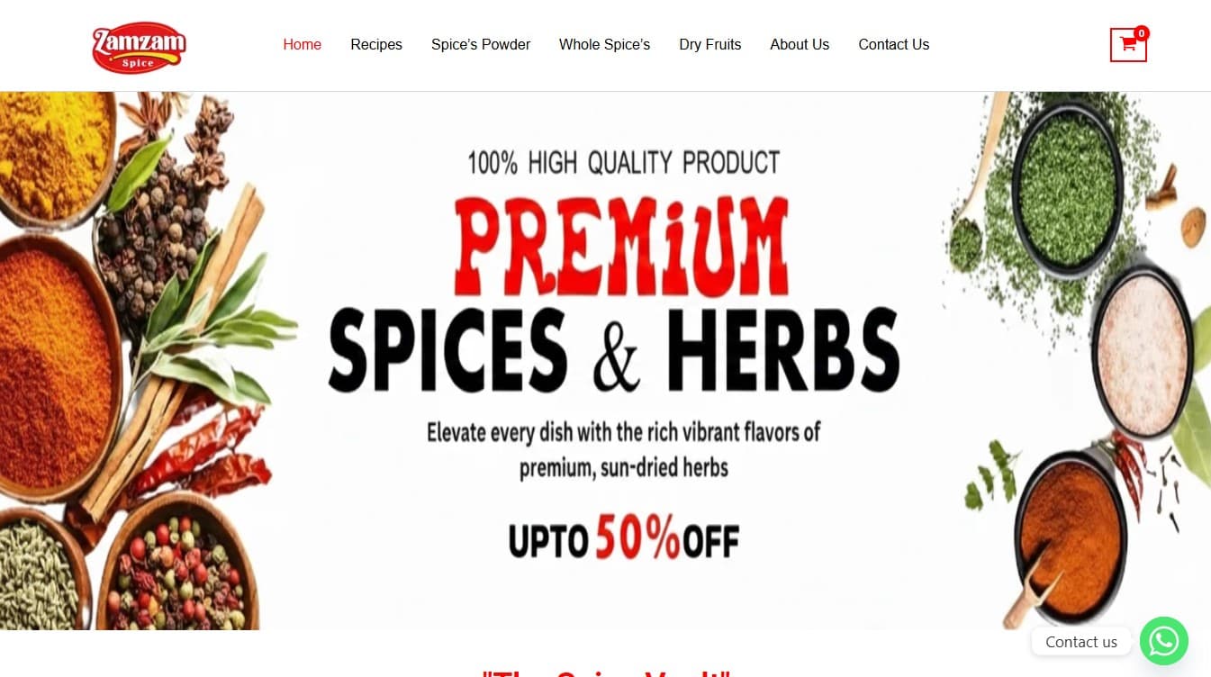 Zamzam Spice — E-commerce Website screenshot 1