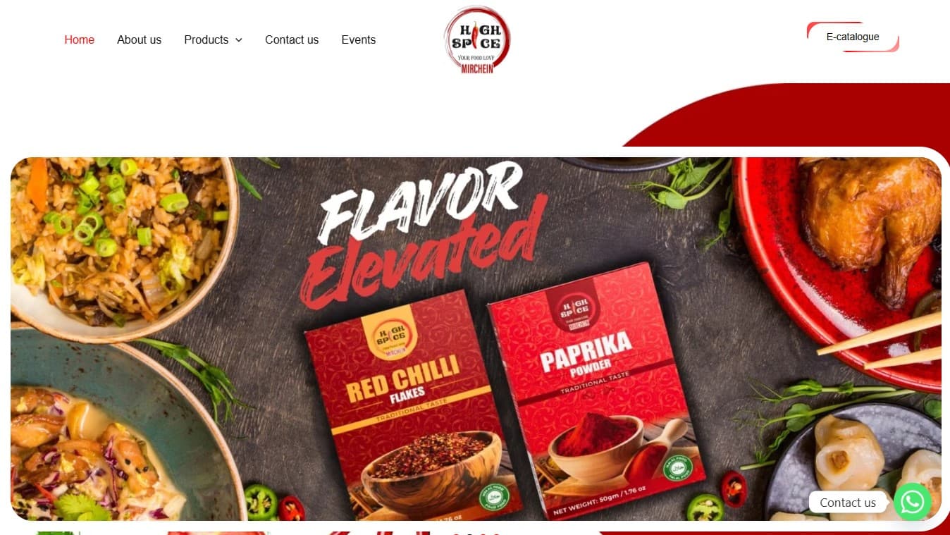 High Spice Foods β B2B Manufacturing Website screenshot 1